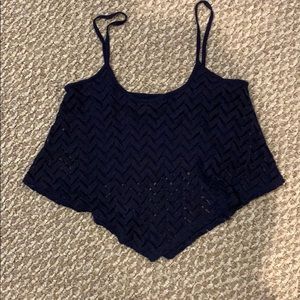 Navy Crochet Crop Top